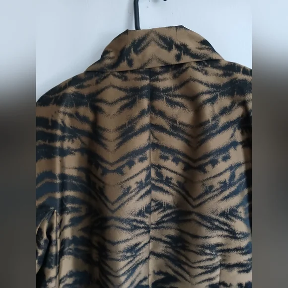 DKNY Black & Brown Animal Print Mid Length Lightweight Coat SzS Pockets - Picture 11 of 16